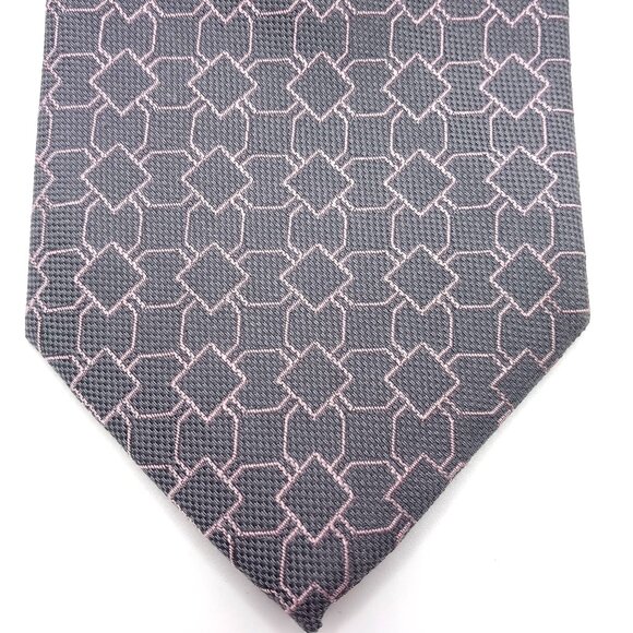 Michael Kors Men's Tie Gray Pink Geometric Pattern Silk Blend Tie 62" Length - Picture 2 of 9